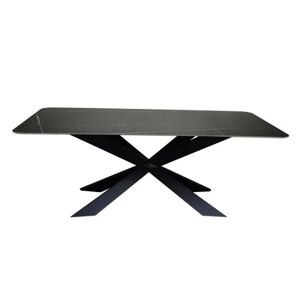 Luxury Modern Style Sintered Stone Ceramic Top Stainless Steel Base Dining Table