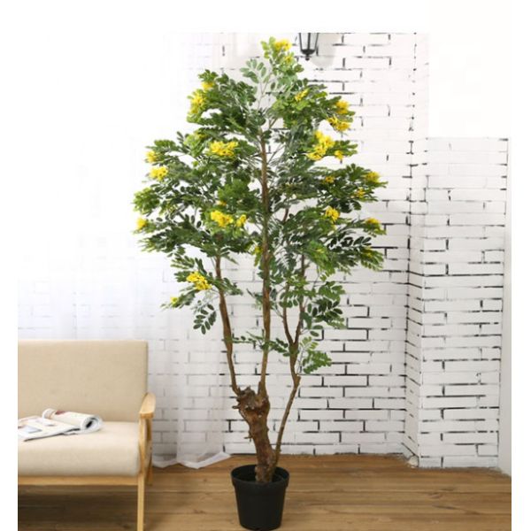 Buy Garden Landscape Artificial Potted Floor Plants Cassia Flowering Tree at wholesale prices