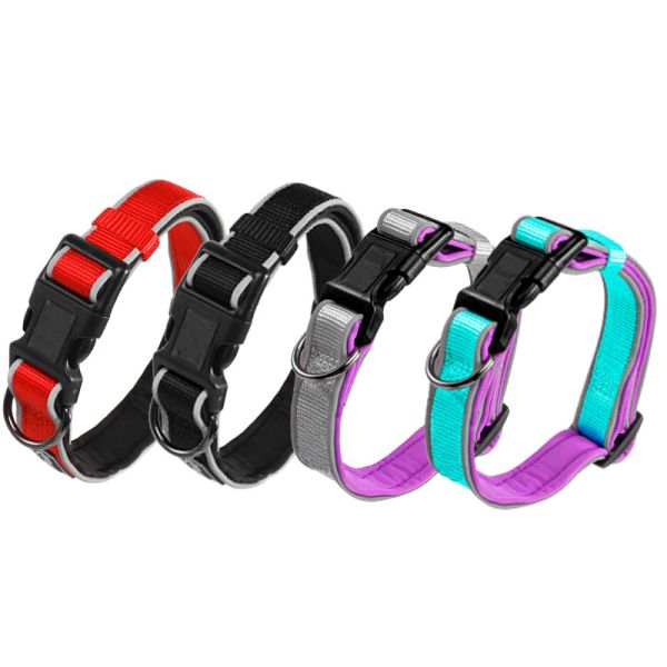 Reflective Breathable Nylon Dog Collar Inner Foam Strong Dog Collar and Leash