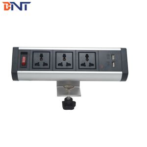 China Silver / Black Desktop Mounted Power Outlet , Desk Mounted Power Sockets on sale