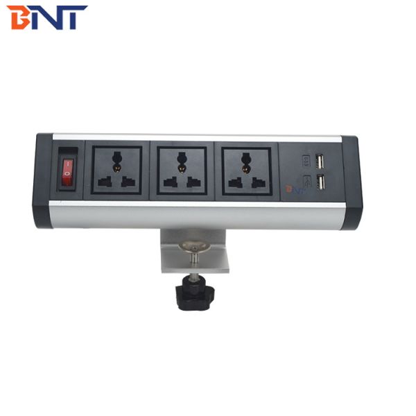 Buy Silver / Black Desktop Mounted Power Outlet , Desk Mounted Power Sockets at wholesale prices