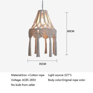 Bohemian Chandelier Hand Woven Lampshade Long Tassel Retro Decorative knitting