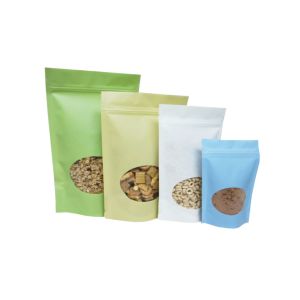heat seal resealable kraft paper zip pouch bags with window