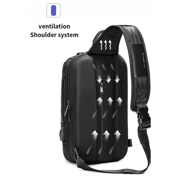 Lightweight Large Black Mens Sling Bag Guard Against Theft Durable