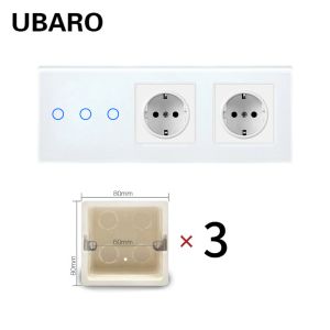 Type 258 300 Watts / Gang Tempered Glass Panel Switch Socket With LED Indicator