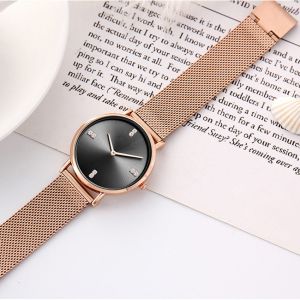 Womens Fashion Watch Rose Gold Stainless Steel Quartz Watch