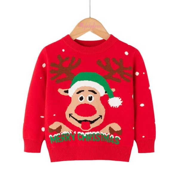 Kids Baby Boys Pullover Sweaters Baby Boy Long Sleeve Christmas Cartoon Knit Children's Christmas Sweaters