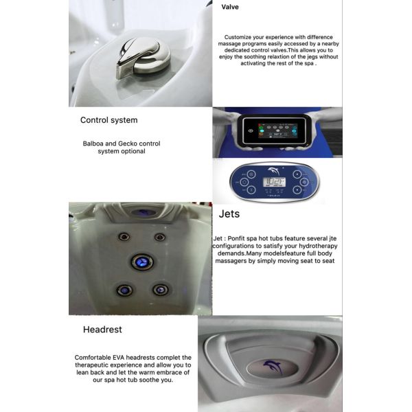 Massage Outdoor Spa Tub Acrylic Material With TV / Bluetooth / WIFI PFDJJ 05