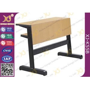 Oval Steel Tube Folding College Classroom Furniture / Wood Classroom Table