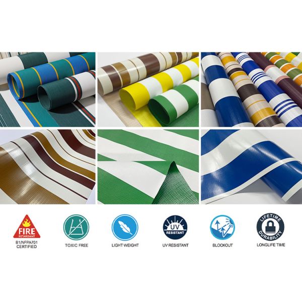 pvc outdoor striped tarpaulin Waterproof anti-uv high sthengh fireproof