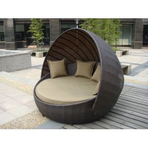 Indoor Office / Home Resin Wicker Daybed With Aluminium Frame