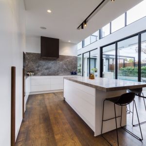 Wooden Handle Integrated Appliance Cabinet Custom Plywood Kitchen Cabinets With