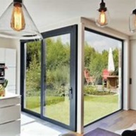 Buy Patio Aluminum Frame Hinged Screen Door Tempered Glass at wholesale prices