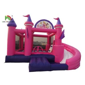 Quality 6m Inflatable Jumping Castle Large Multiplay Bouncy With Curve Slide for sale