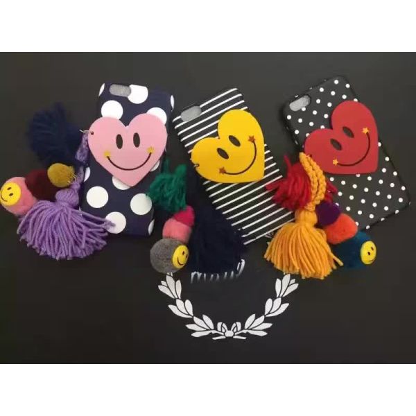 Soft TPU Love Smile Style Hair Ball Wool Tassels Wave Point Horizontal Stripes Cell Phone Case For iPhone 7 Plus 6s