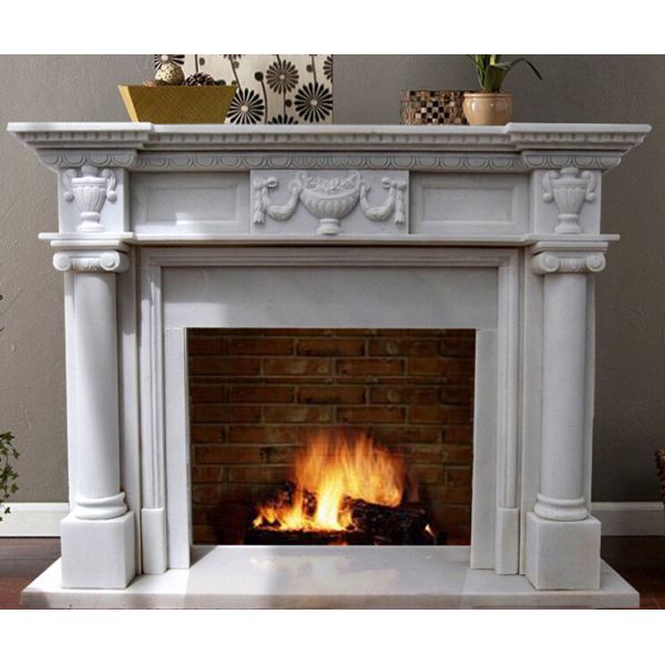 Buy White Marble Fireplace Mantel at wholesale prices