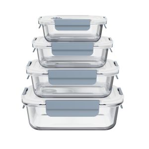 Customized Color Sprayed Stackable Glass Food Storage Box With Vented Cool Lock PP Lid