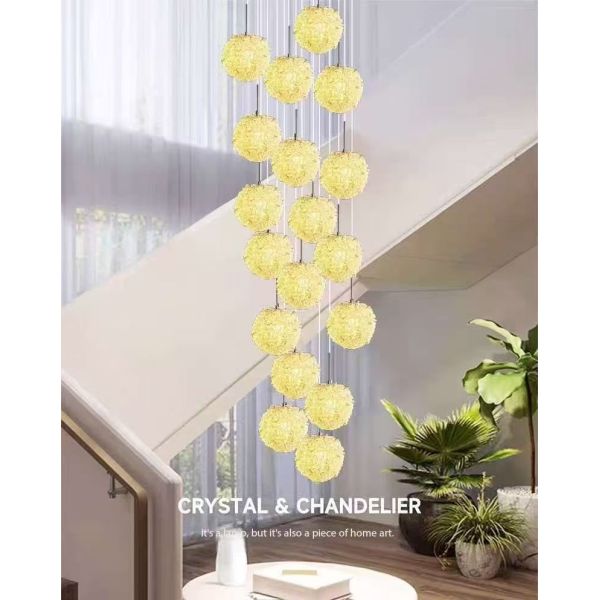 Modern Crystal Lychee Lamp Luxury Villa Duplex Staircase Lighting For Raised Living Room And Bedroom