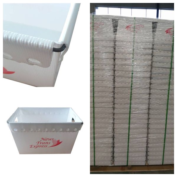 White Polypropylene Corrugated Plastic Mail Totes With Steel Strap