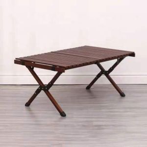 Outdoor Solid Wood Egg Roll Picnic Dining Table for Easy Assembly and Cleaning