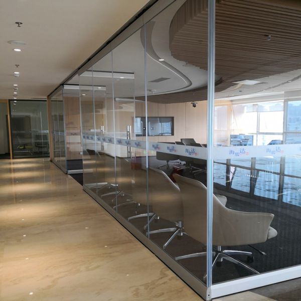 Movable Partition Walls Tempered Glass Partition Without Aluminum Retractable