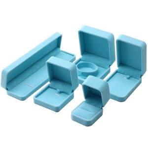premium velvet square sky blue velvet jewelry box for bracelet Necklace ring
