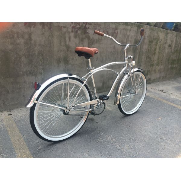 1 Speed Alloy Stem CP Silver Polish Color Fork 26*2.125 26" Men's Beach Cruiser Bike