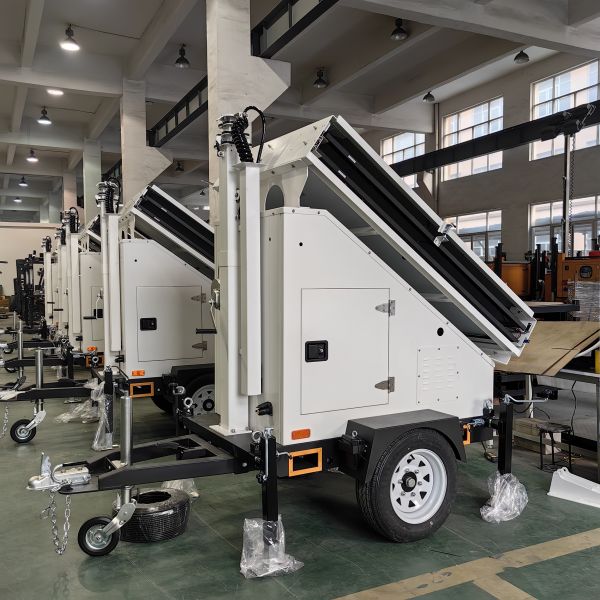 Rugged Durability Mobile Solar Light Tower Solar Power Energy System Gel Battery Led Light Trailer For Temporary Lighting