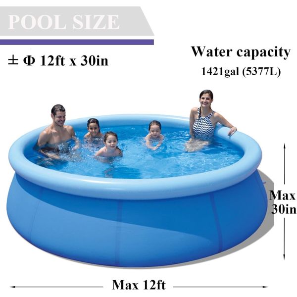 Inflatable Swimming Pool, Round Inflatable Pools Adult Above Ground, Blow Up Pool, Top Ring Summer Water Party Pools, Outdoor Pool For Backyard Family