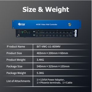 8x9 Seamless Video Wall Controller with 3.5mm Audio Extraction and 9-Channels