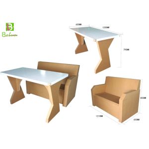 Custom Flat Cardboard Table And Chairs Stand Simple Style Wightlight