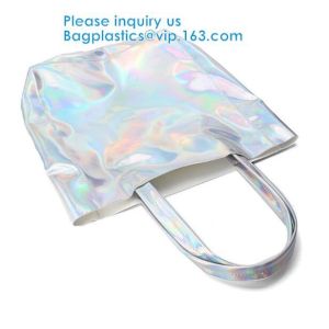 Reflective laser PU leather bag, Iridescent Tote, Fashion Holographic Handbag,