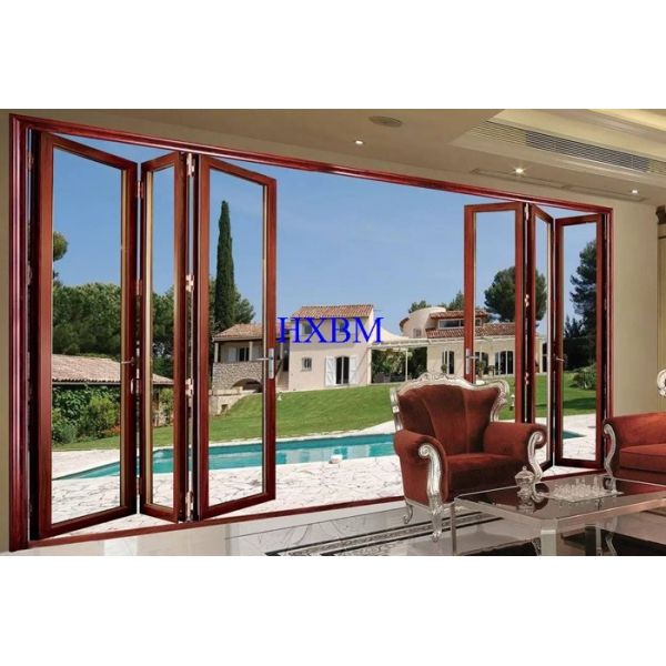 Buy Water Proof Wood Color Double Glazed Aluminium Doors For German Market at wholesale prices