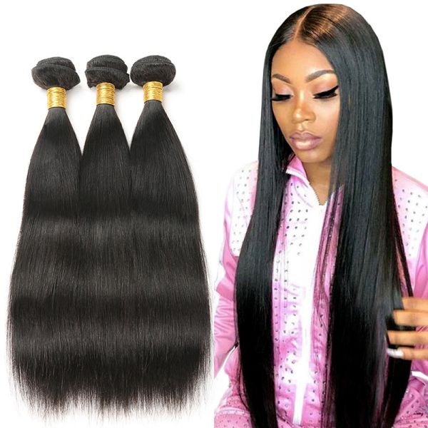 Buy Double Drawn Peruvian Straight Hair Body Wave No Tangling Natural Black at wholesale prices