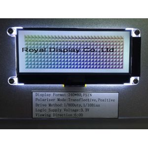 Custom FSTN/Stn 240X80 DOT 3.3V Positive Transflective ST7529 Cog LCD Display