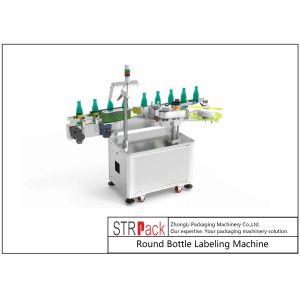 Cosmetics Round Bottle Labeling Machine Wrap Around Visual Camera Detection