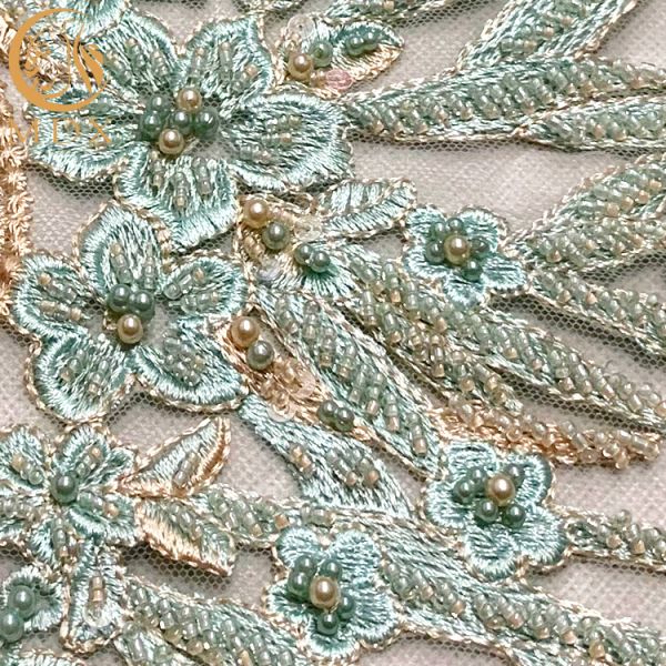 Fashion Luxury Beaded 3D Embroidery Lace Fabric For Clothing