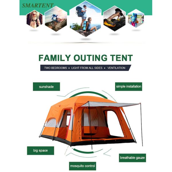 Waterproof Automatic Family Camping Tent 190T Polyester PU3000MM Green