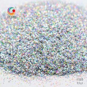OEM Extra Fine Laser Hexagonal Bulk Holographic Glitter Powder Silver Polyester