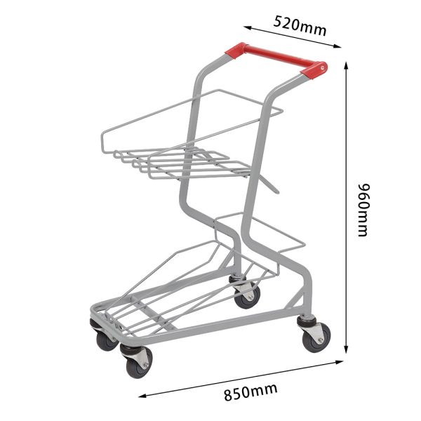 Removable Double Steel Supermarket Shopping Trolley Cart For Basket