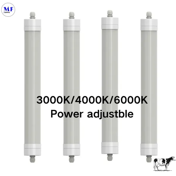 LED Tri-Proof Light Anti-Ammonia White Color Ik10 IP69K 0~10V Dim CCT Power Adjustable 170lm/W 1.6m for Diary Cow Sheep Farmyard Livestock