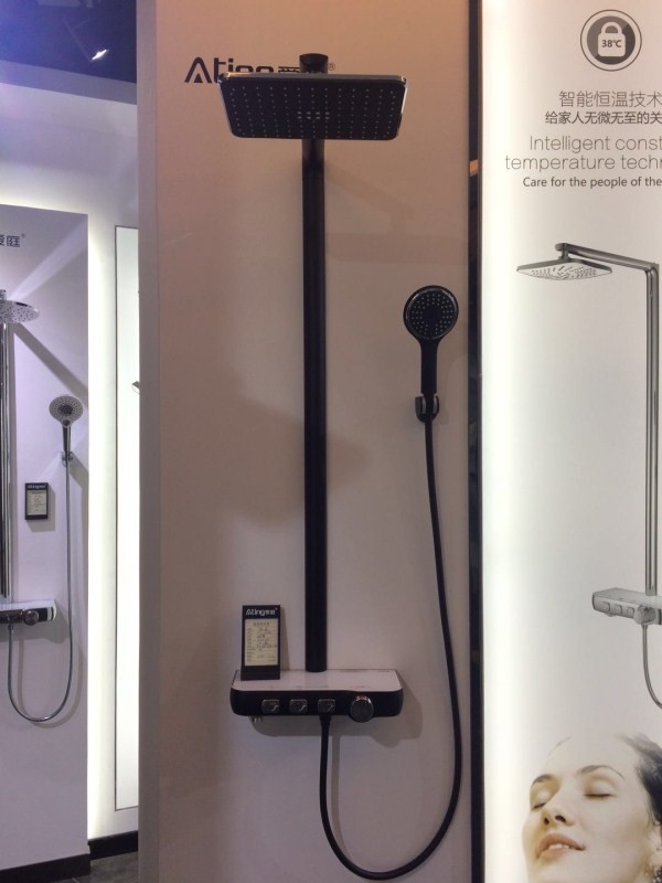 AT-P003B shower systems with platform Foshan supplier 2019 NEW black colour luxury rain shower 3 functions