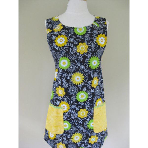 Ladies Apron, Floral Apron, Kitchen Apron, Full Cooking Apron, Gift For Women, Yellow Apron, cooking Apron, Adult Aprons