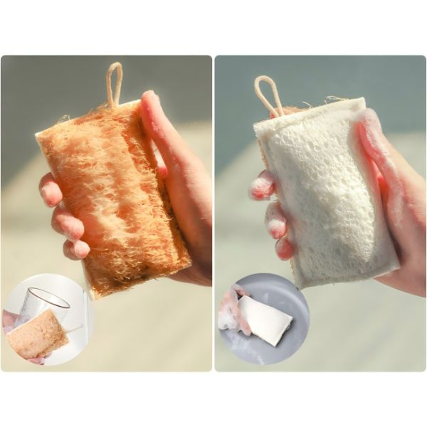Natural Loofah Compressed cellulose Sponge - Dual-Sided, Oil-Resistant, Super Absorbent Dish Cloth