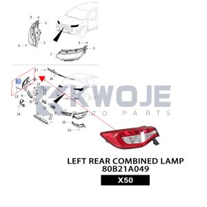 OEM 80B21A049 Original Quality LEFT REAR COMBINED LAMP for JETOUR X50
