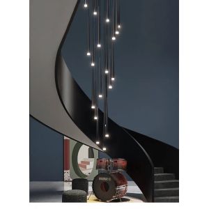Staircase Rotating Chandelier Tapered Black LED Loft Apartment Tube Chandelier