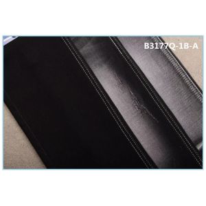 Stock Lot Fake Knitted Black Denim Jeans Fabric 9.3oz