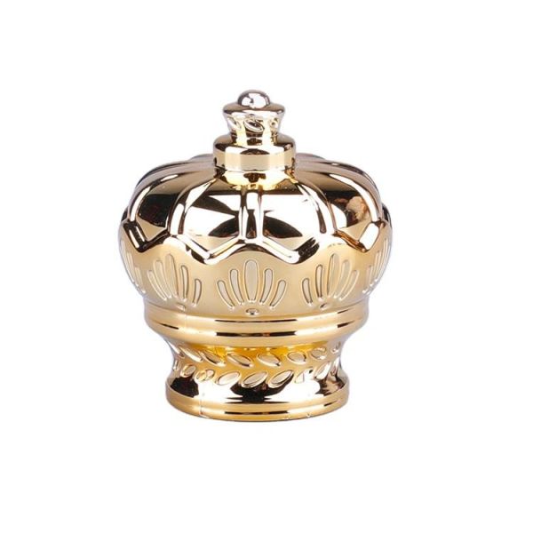 Buy Customized Exquisite Gold Beautiful Pattern Perfume Bottle Zamac Crown Perfume Cap For Glass at wholesale prices