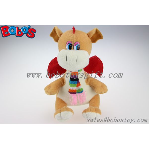 Buy Lovely EN71 Approved Brown Plush Stuffed Dinosaur Toy With Scarf at wholesale prices