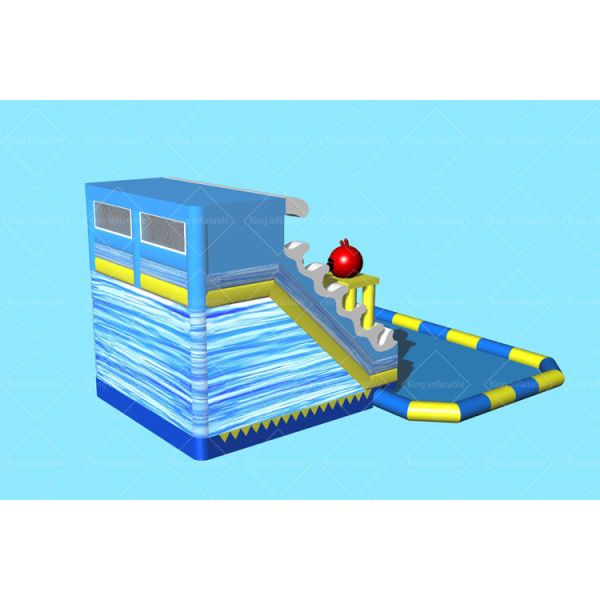 Outdoor Custom Fire Ice Color Inflatable Water Slide With Swimming Pool